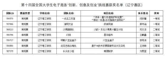 我校学子在第十四届全国大学生电子商务“创新、创意及创业” 挑战赛（辽宁赛区）中喜获佳绩