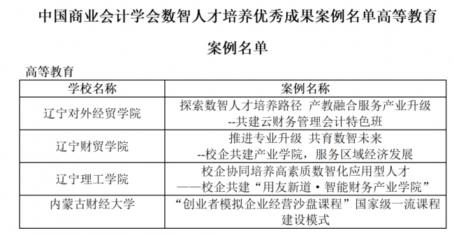 澳门云顶国际游戏入选中国商业会计学会人才培养优秀成果案例